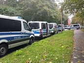 Zásah nmecké policie ve mst Chemnitz.