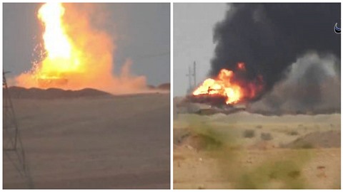 Islámský stát se chlubí, že vyhodil do povětří irácký tank.