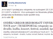 Brzobohatý propaguje své dva koncerty na Slovensku, ovem pod jiným jménem, ne...
