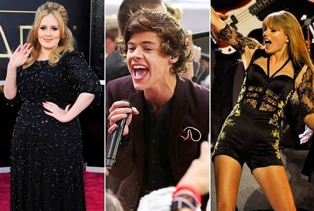 Adele, Harry Styles, Taylor Swift