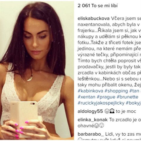 Eliška Bučková se ztrapnila příspěvkem na sociální síti.