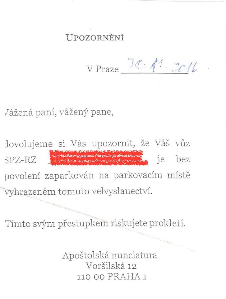 Co se stane, kdy zaparkujete na mst vyhrazenm pro velvyslanectv Vatiknu?...