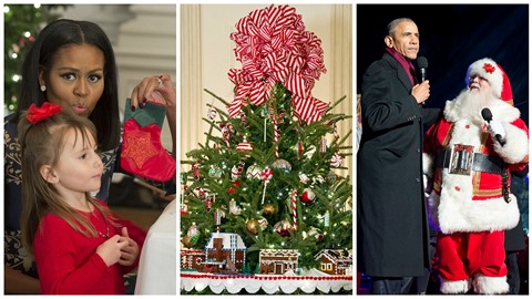 Obamovi a Vánoce.