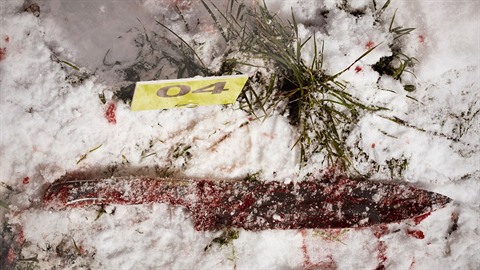 Nůž ve sněhu - ilustrační foto.