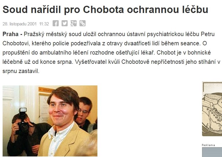 lnek, kter o Chobotovi vyel v roce 2001.