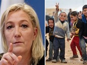 Kandidátka na francouzskou prezidentku Marine Le Penová piostuje v...