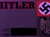 Gjinovciho vizitka je veíkající. Není na ní jméno, jen obí nápis Hitler.