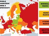 Kde je v Evrop bezpeno? Ped vycestováním se porate s touto mapou...