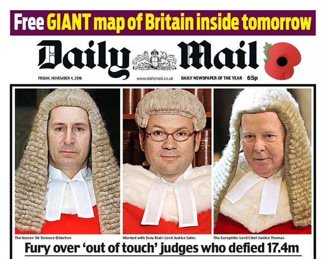 Britský bulvár oznail soudce za nepátele lidu.