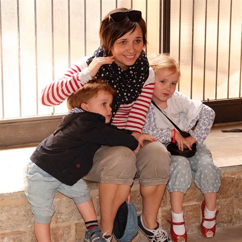 Davidova manelka Aneta s dcerou Anekou a synem Pepkem v ervnu 2014.