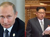 Vladimir Putin (vlevo) a Kim ong - un (vpravo) si navzájem pomou.