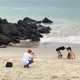 Velká sportovkyně na pláži a pak hlavně na Instagramu.