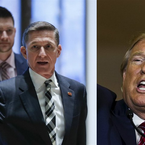 Hlavn bezpenostn poradce Blho domu Michael Flynn (vpravo) v Trumpov tmu...