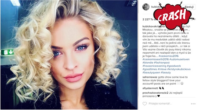 Kristýna Kubíčková je rozenou samaritánkou. Dokázala to na svém Instagramu.