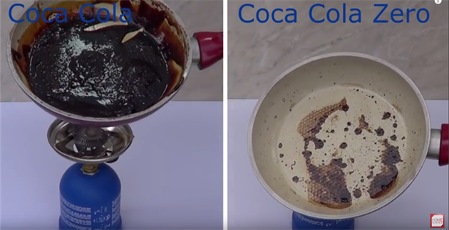 Tak takhle vypadá rozdíl mezi normální Coca Colou a Coca Colou Zero.