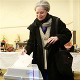 Táňa Fischerová u přímé prezidentské volby v roce 2012.