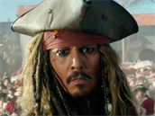 Johny Depp jako Jack Sparrow v nejnovjích Pirátech z Karibiku.