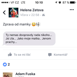 Helena Zeťová je zveřejnila zprávu od své maminky.