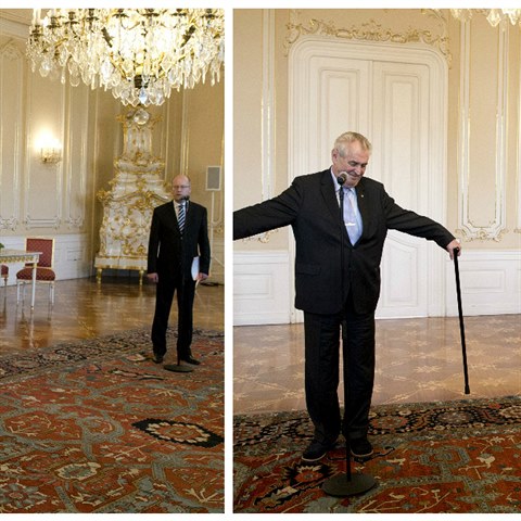 Prezident Milo Zeman se pi setkn na Praskm hrad otoil zdy k premirovi...
