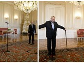 Prezident Milo Zeman se pi setkání na Praském hrad otoil zády k premiérovi...