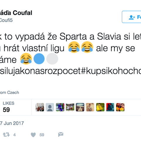 Tweet libereckho kapitna Vladimra Coufala je vypovdajc.