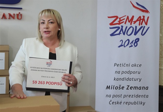 Ivana Zemanová oznámila splnní zákonného limitu pro kandidaturu Miloe Zemana...