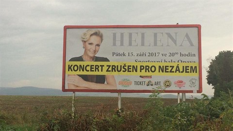 Na billboardech ohledn koncertu Heleny Vondrákové visí chybná informace.