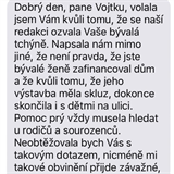 Roman Vojtek se podělil o zprávu, která mu přišla z jiného média.