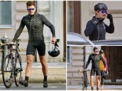 Orlando Bloom se prohání po Praze na kole.