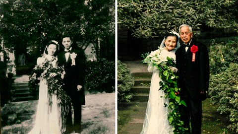 Tento pár se rozhodl zopakovat si svatební focení po 70 letech.