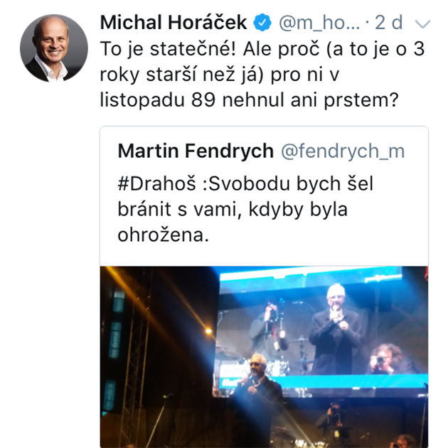 Michal Horek si rpnul do Jiho Drahoe.