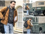 Pavel Li�ka jezdí vojenským autem.
