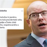 Bohuslav Sobotka se vyjdil k vsledkm 1. kola prezidentsk volby.