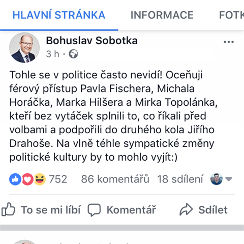 Sobotka se v sobotu veer rozjel.