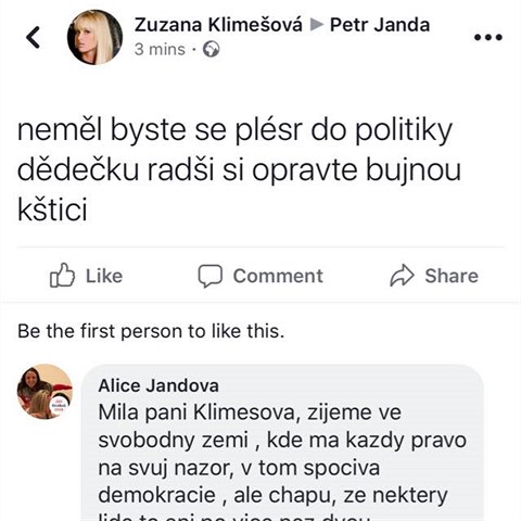 Alice Jandov se zastala svho mue.