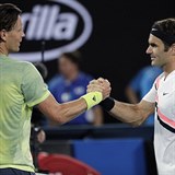Tomáš Berdych prohrál s Rogerem Federerem ve čtvrtfinále Australian Open 0:3 na...