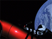 Tesla Roadster se prohání ve vesmíru.