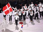 Dánská výprava pi úvodním koleku na olympiád.