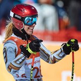 Ester Ledecká v cíli superobřího slalomu.