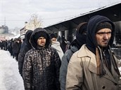 Uprchlíci bhem balkánských mraz.