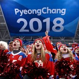 Ruské fanynky na olympiádě v Pchjongčchangu.