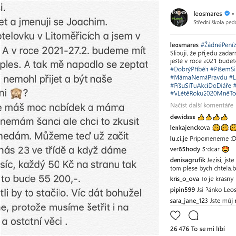 Instagram Leoe Maree - prosba litomickho studenta, aby byl Leo pekvapen...