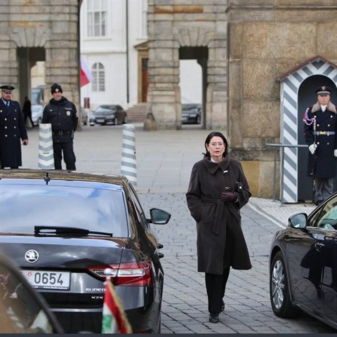 Poslankyn ODS Miroslava Nmcov odchz ze slavnostn inaugurace Miloe Zemana.