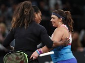Exhibice Serena Williamsová vs. Marion Bartoliová se hrála ve slavné Madison...
