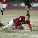 Derby se hrálo v zimních podmínkách, jež pocítil i sparťan Ondřej Zahustel.