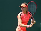 Bouchardová se v roce 2014 ve finále Wimbledonu postavila eské tenisové hvzd...