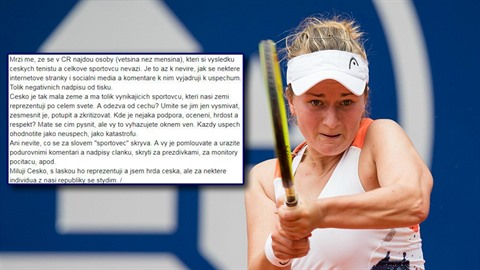 Tenistka Barbora Krejíková si na Facebooku vylila srdce.