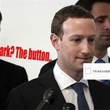 „Marku? Marku?? Tlačítko!“ radí na jednom z meme obrázků Zuckerbergovi...
