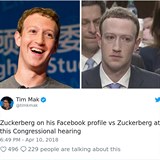 Rozdíl mezi Zuckerbergovým profilovým obrázkem na Facebooku a jeho výrazem v...