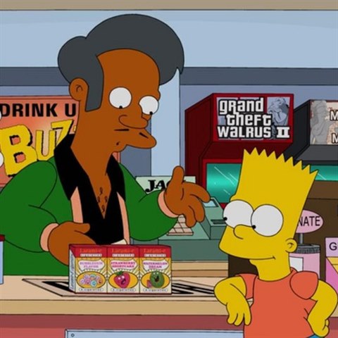 Apu je prodavaem ve vlastnm krmku Kwik-E-Mart.